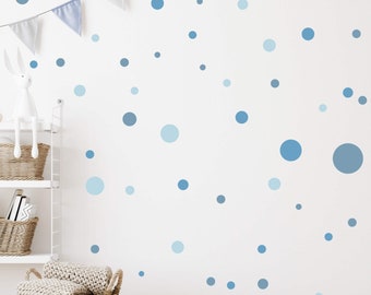 Kreise Aufkleber 120 Stück Wandtattoo für Babyzimmer Sticker Kreis Wandaufkleber Kinderzimmer Punkte Dots Klebepunkte V283 | BLAU MILD