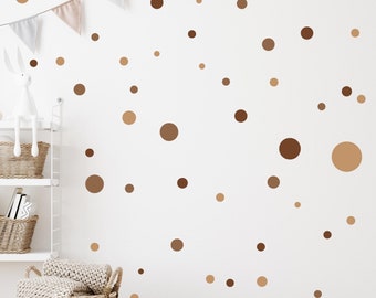 Kreise Aufkleber 120 Stück Wandtattoo für Babyzimmer Sticker Kreis Wandaufkleber Kinderzimmer Punkte Dots Klebepunkte V283 | BRAUN