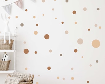 Kreise Aufkleber 120 Stück Wandtattoo für Babyzimmer Sticker Kreis Wandaufkleber Kinderzimmer Punkte Dots Klebepunkte V283 | BEIGE CREME