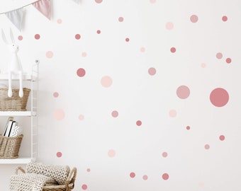 Circle stickers 120 pieces wall tattoo for baby room stickers circle wall stickers children's room dots dots adhesive dots V283 | OLD PINK