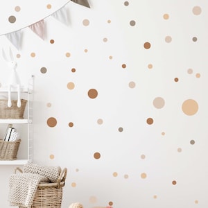 Kreise Aufkleber 120 Stück Wandtattoo für Babyzimmer Sticker Kreis Wandaufkleber Kinderzimmer Punkte Dots Klebepunkte V283 BEIGE CREME Bild 1