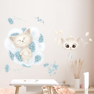 Wandtattoo Katzen Katzen topf Wandsticker Wandaufkleber 3D-Effekt  Durchbruch für Babyzimmer Kinderzimmer 53x80cm : : Baumarkt