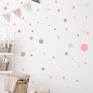 Circle stickers 120 pieces wall tattoo for baby room stickers circle wall stickers children&#39;s room dots dots adhesive dots V283 | PINK GRAY