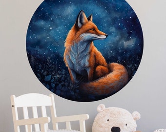 Wandtattoo Fuchs & Maus Mit Sternen – 50x36 Cm, Selbstklebend, Fürs Kinderzimmer, Einfach Zu Entfernen