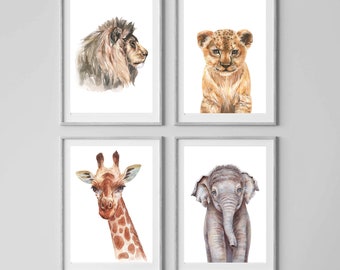 Kinderzimmer Poster Set Premium P718 // Safaritiere // Babyzimmer // Wandbild Wandbilder