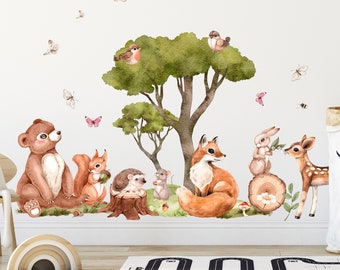 Wall decal nursery forest animals bear fox deer wall decal sticker baby room V408