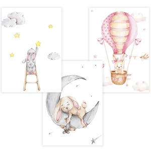 Children&#39;s Room Poster Set Premium P708 // Rabbits Wall Mural // Baby Room // Mural Murals