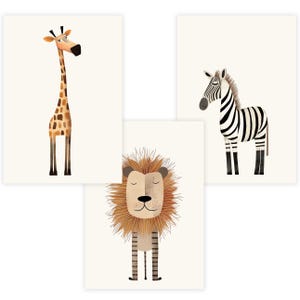 Set de pósteres para habitación infantil Premium P787 // Animales de safari // Habitación de bebé // Fotomurales