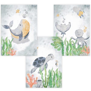 Children&#39;s Room Poster Set Premium P721 // Underwater World // Baby Room // Wall Picture Murals