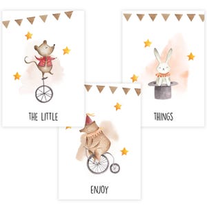 Children&#39;s Room Poster Set Premium P719 // Circus Animals // Baby Room // Wall Picture Murals