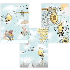 Children&#39;s Room Poster Set Premium P714 // Bees Wall Mural // Baby Room // Mural Murals