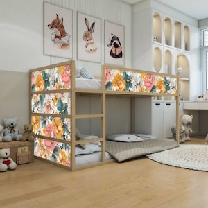 Sticker for IKEA KURA children&#39;s bed adhesive film furniture film sticker children&#39;s room bed flowers (without furniture) IKB507