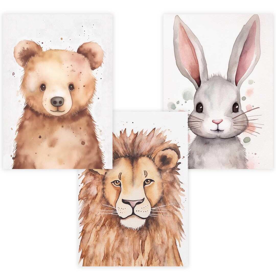 Children's Room Poster Set Premium P791 // Cute Animals // Baby Room ...