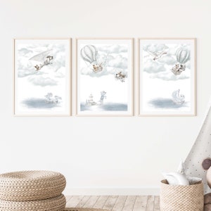 Children&#39;s Room Poster Set Premium P727 // Animals on the Sea // Baby Room // Wall Picture Murals