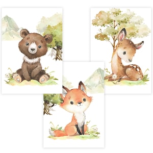 Children&#39;s Room Poster Set Premium P795 // Forest Animals // Baby Room // Wall Picture Murals
