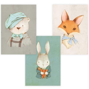 Children&#39;s Room Poster Set Premium P758 // Animal Portraits // Baby Room // Wall Picture Murals