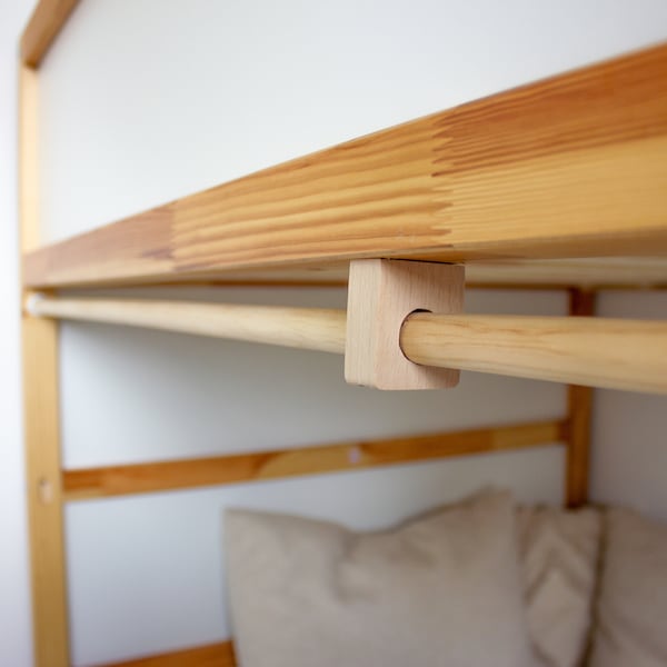 Barra de cortina para cama IKEA Kura / barra de cortina de pino / con o sin cortina de muselina / ajuste perfecto para cama alta y cama plana / IKVM