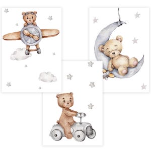 Children&#39;s Room Poster Set Premium P705 // Teddy Bear // Baby Room // Wall Picture Murals