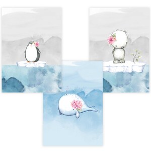 Juego de pósteres para habitación infantil Premium P713 // Antártida // Habitación para bebés // Cuadros murales
