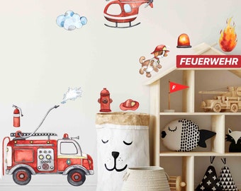 Wall sticker children's room fire department V246 baby fire engine baby room wall sticker sticker decal Fire department