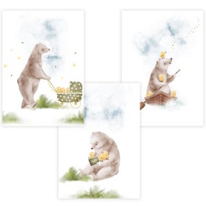Children&#39;s Room Poster Set Premium P780 // Bear Mural // Baby Room // Mural Murals