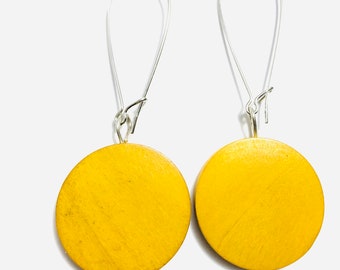 Happy Yellow Wood-oorbellen