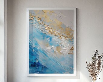Arte abstracto para pared, pintura abstracta del océano, decoración moderna del océano, pintura al óleo, arte moderno, arte mural imprimible, arte abstracto, descarga digital