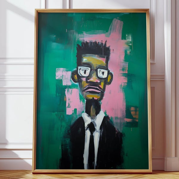 African American Black Man Abstract Art Print Poster, Afrocentric Prints
