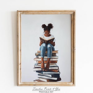 Black Woman Reading Print, African American Wall Art, Black People Wall Art, Black Woman Wall Art, Black Art Prints, Black Girl Reading