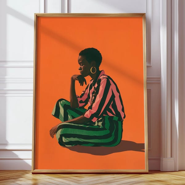 African American Black Woman Wall Art Print, Afrocentric Style Poster