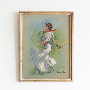 Tennis Mädchen Druck, Tennis Wandkunst, Tennis Mädchen, Vintage Tennis, Tennis Wohnkultur, Tennis Druck, Vintage Sport Dekor, Vintage Sport Druck