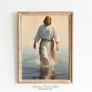 He Is Risen, Jesus Painting, Jesus Walking On Water, Jesus Wall Art, Modern Christian Art, Modern Catholic Art, Catholic Art Prints, Lds Art