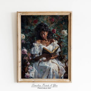 Schwarze Frau Wand Kunst Druck, Afroamerikanische druckbare Wandkunst, Stimmungsvolle viktorianische Kunst, Digital Drucke Afroamerikanische Kunst, Schwarze Frau Kunst