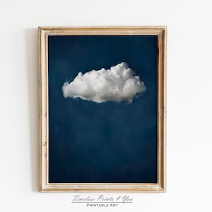 Printable Cloud Art, Digital Download Clouds, Cloud Vintage Art Print, Dark Cottagecore Decor, Night Sky Print, Surreal Wall Art