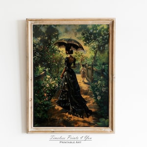 Victorian Print Black Girl, African Victorian Painting, Afro Black Woman Portrait, African American Victorian Art, Vintage Black Girl Print