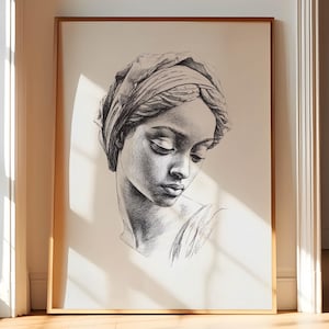 African American Wall Art, Black Art Prints, Black Woman Art, Antique Female Portrait, Minimalist Art Print, Vintage Black Artwork