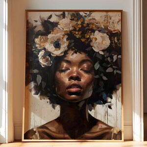 Afdrukbare olieverfschilderijen van zwarte vrouwen muurkunst, Afro-Amerikaanse vrouwen, Afro-Amerikaanse afdrukbare muurkunst, zwarte vrouwelijke muurkunst