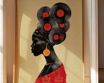 African American Vinyl Record Print, Black Woman Wall Art, Black Art Prints, Harlem Renaissance Art, Black Vintage Art, Digital Download