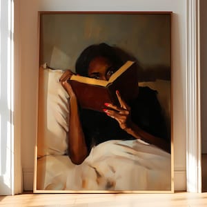 Black Woman Reading Art, Black Art Prints, Black Woman Art, Black Girl Wall Art, African American Art, Black Women Reading, Black People Art