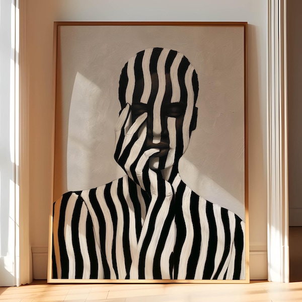 African American Black Woman Striped Art Prints Digital Download