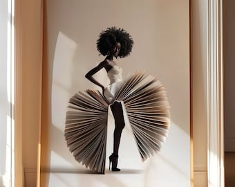 Femme black art lisant, estampes d'art afro-américaines, impression d'art femme noire, tirages téléchargeables femmes noires, art femme afro-américaine