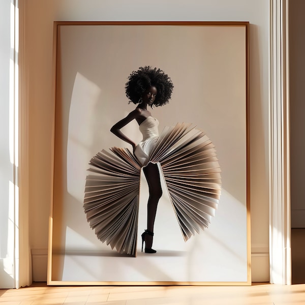 Black Art Woman Reading, African American Art Prints, Black Woman Art Print, Downloadable Prints Black Women, African American Woman Art