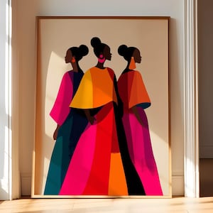 African American Black Woman Print, Geometric Art Digital Download