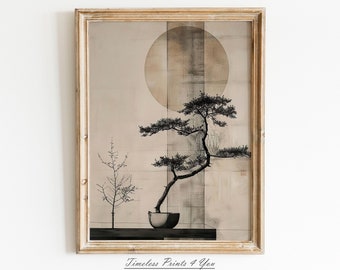Japandi Tree Art Print, Wabi Sabi Neutral Decor (Digital Download)