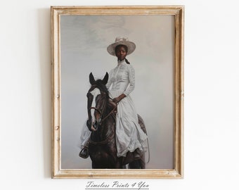 Black Woman On Horse Print, Vintage Style Wall Art (Digital Download)