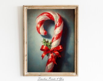 Candy Cane Printable, Candy Cane Wall Art, Christmas Candy Cane Decor, Xmas Printable Art, Candy Wall Art, Christmas Downloadable Prints