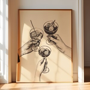 Cheers Wall Art, Cheers Print, Drink Cheers Print, Alcohol Cheers Print, Cocktail Print Wall Art, Vintage Cocktail Print, Bar Prints
