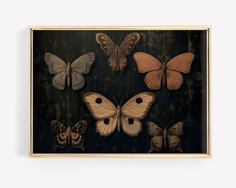 Dark Butterfly Art, Dark Butterfly Print, Black Butterfly Art, Black Butterfly Print, Dark Printable Art, Wall Art Vintage Print