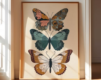 Boho Schmetterling Kunst, Floral Schmetterling Kunst, Boho Schmetterling Druck, Schmetterling Kunstwerk, alte Schmetterling Druck, Schmetterling Kunst Kindergarten