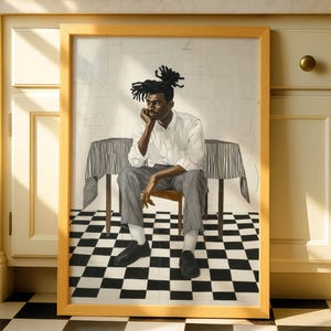 African American Art Digital Download, Black Art Prints, Black Man Wall Art, Digital Black Art, Black Art Downloads, Vintage Black Art